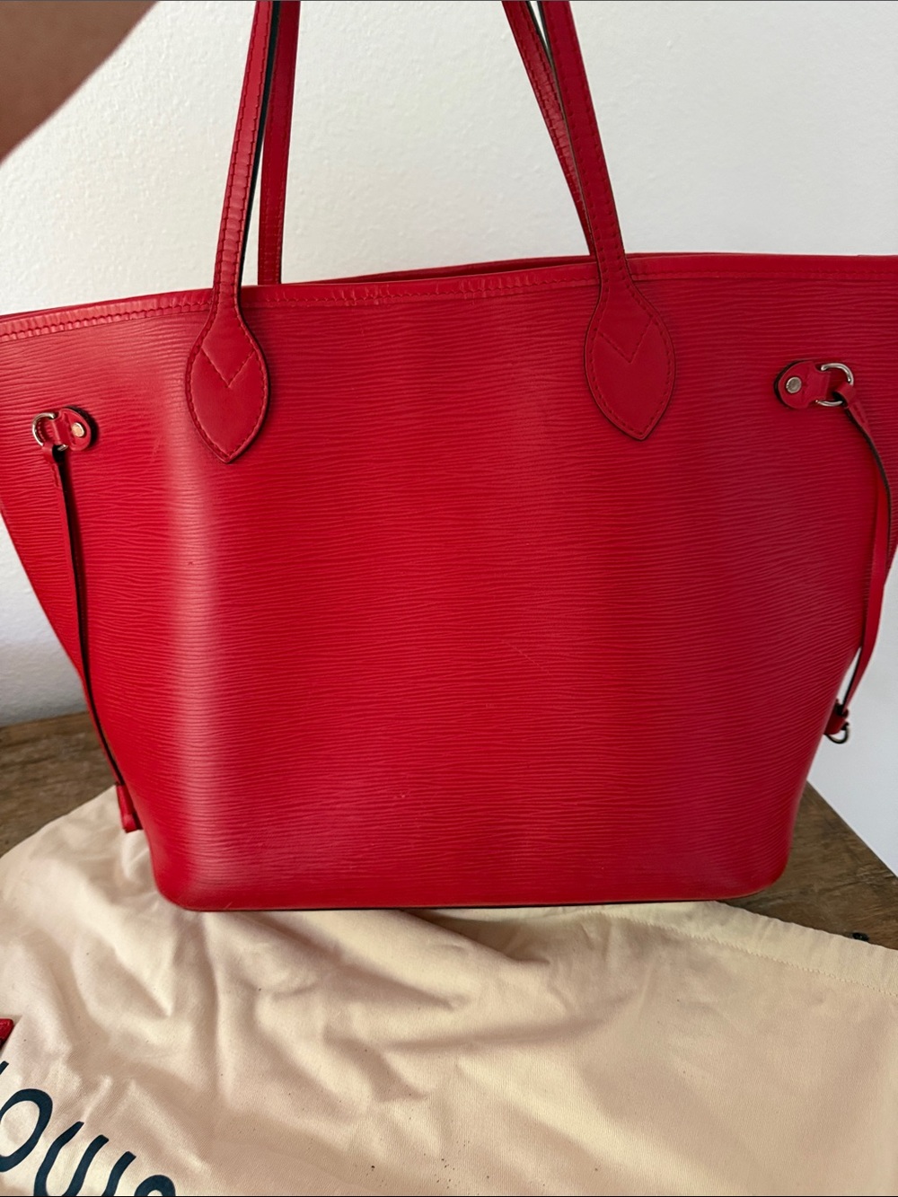 Louis Vuitton Red Epi Leather Neverfull Tote
